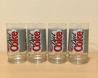 Coca-Cola Glass Soda Cups 16 Ounces Vintage 1990s Coke