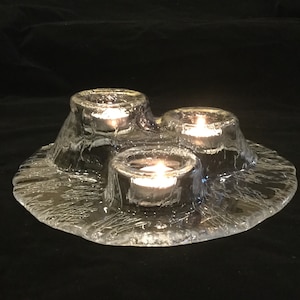 Meri Lasi Finland Art Glass Votive Candleholder: Scandinavian Volcano Sculpture