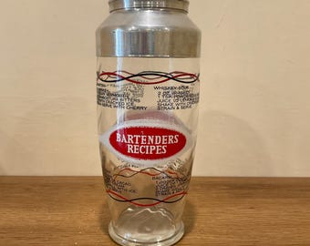 Vintage Cocktail Shaker with Recipes: 1950s-60s Home Bar Decor