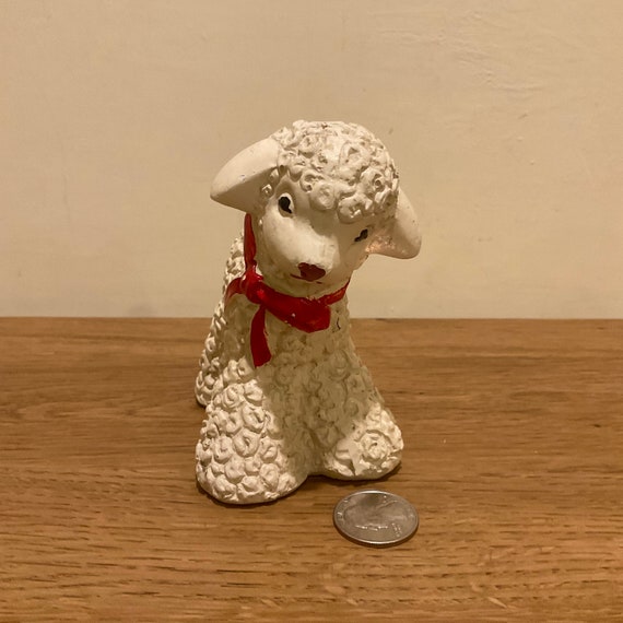 Vintage Chalkware Lamb Figurine: 1930s Carnival Prize, Nursery