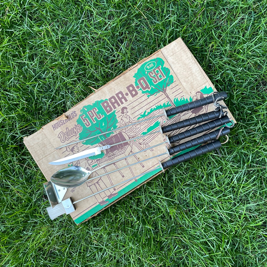 Vintage 1960s BBQ Tool Set: 5-piece Deluxe Grilling Tools in