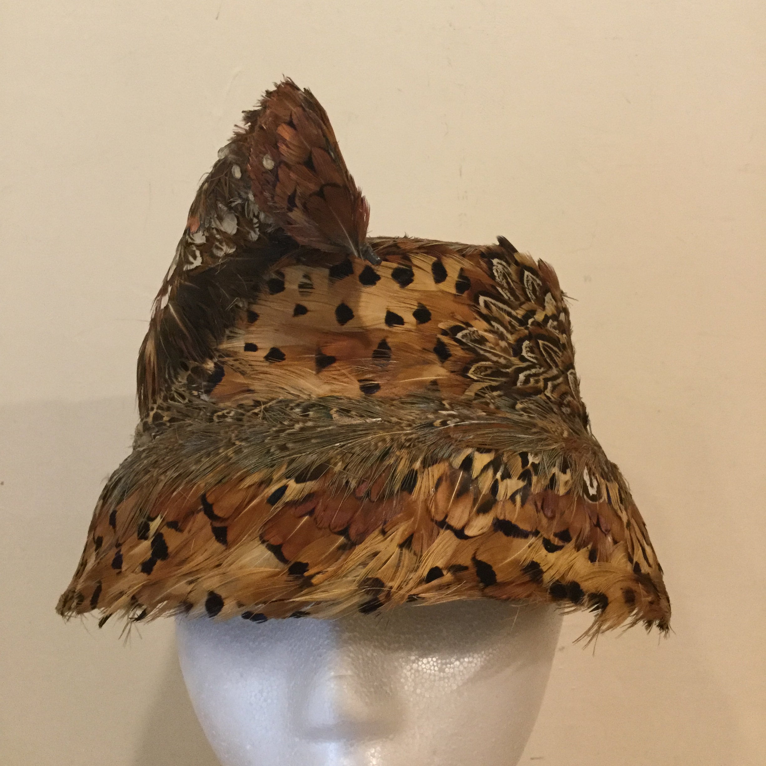 Vintage Pheasant Feather Bird Hat: Unusual Womens Bucket Hat  display picture 3