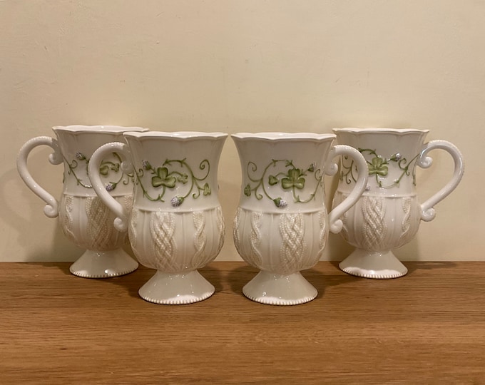Set of 4 Grassland Roads Irish Coffee Mugs With Embossed Design Ceramic