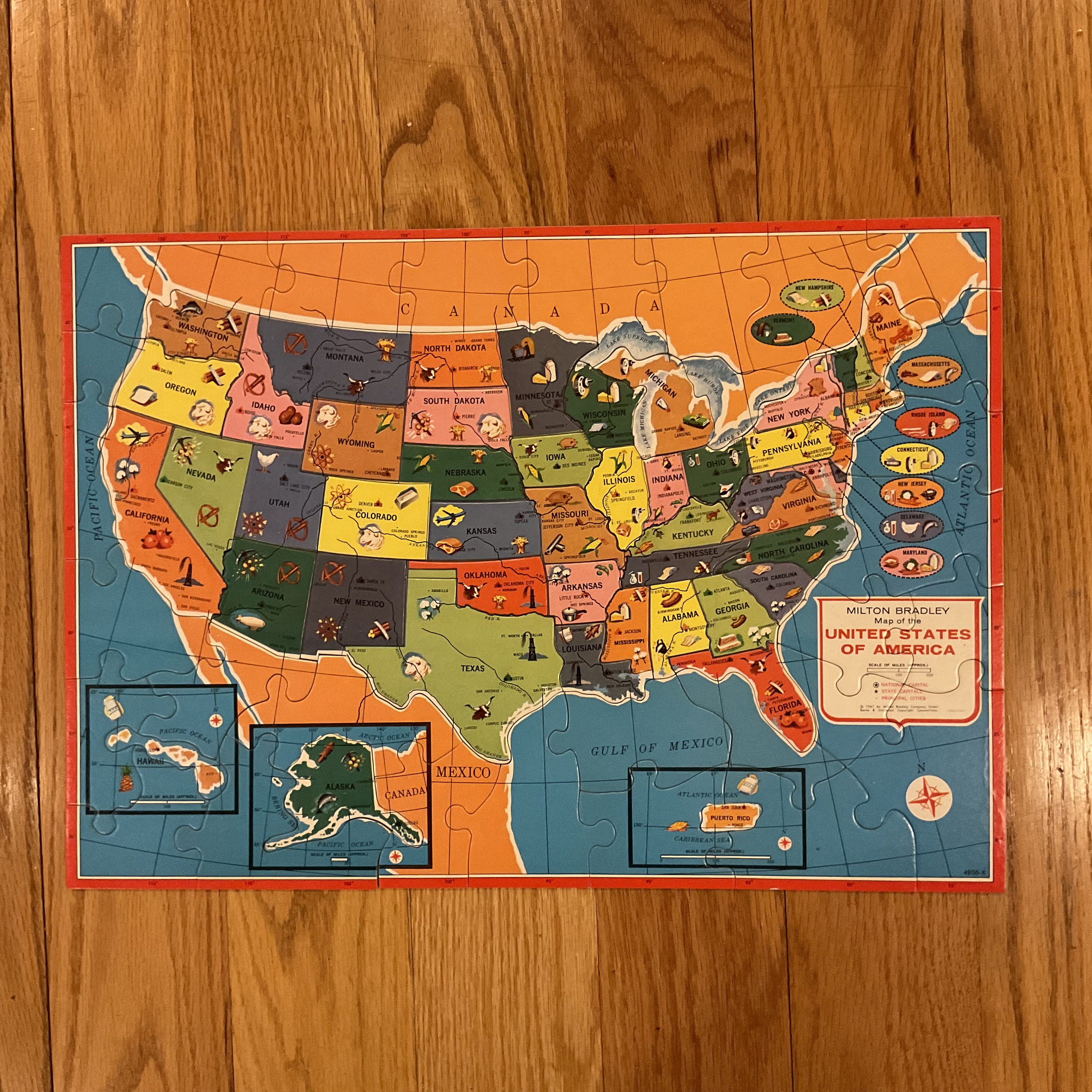 MILTON BRADLEY CO. アメリカ製 アンティーク ジグソーパズル Vintage 1962 Milton Bradley Double-sided Map Puzzle - Etsy