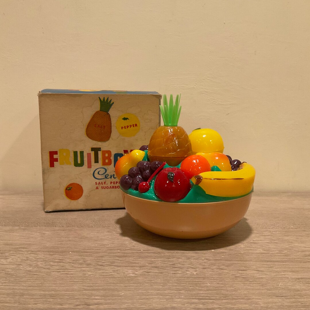Vintage Plastic Fruit Bowl Centerpiece Sugar Bowl and Salt and Etsy