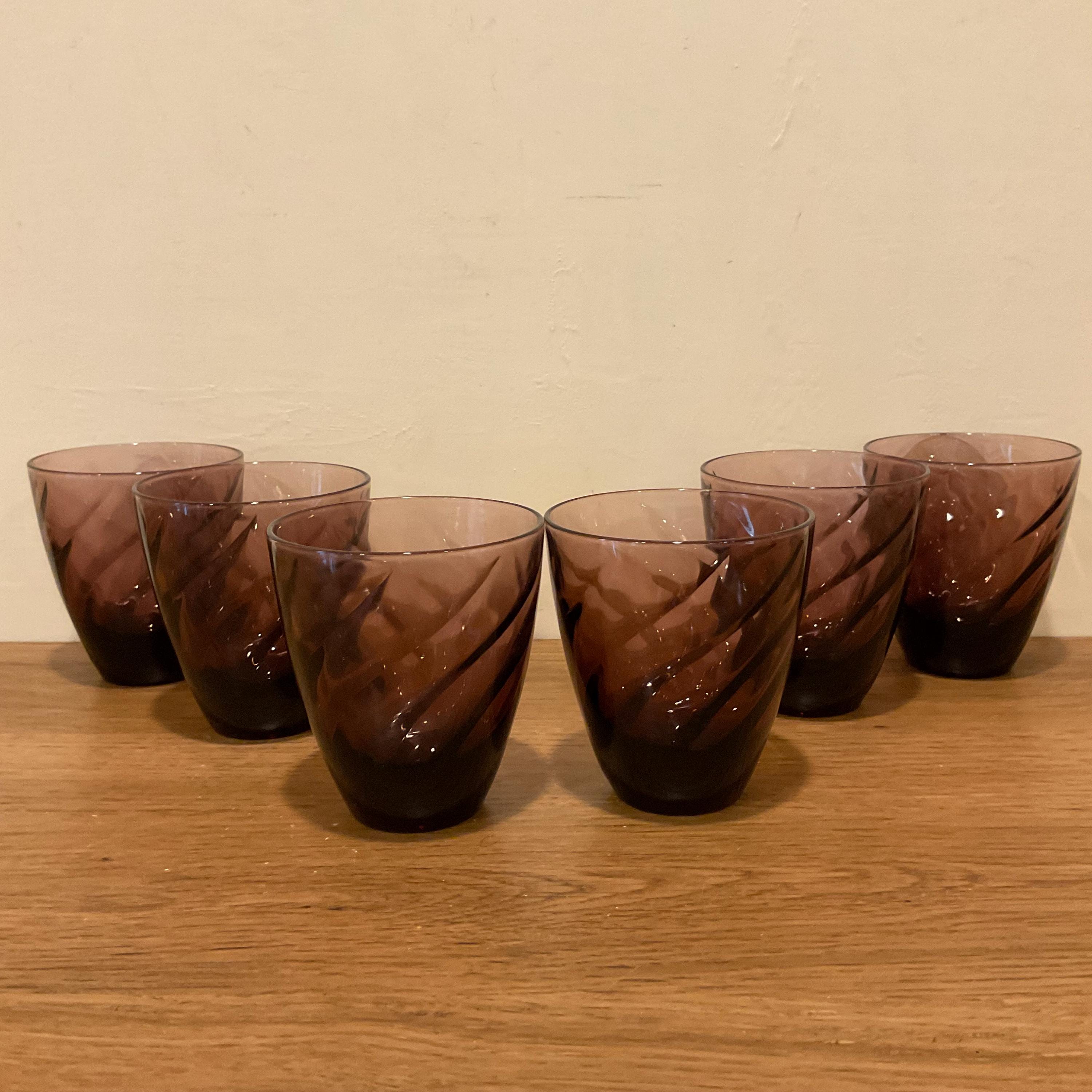Marcolin Art Crystal マルコリン クリスタル 850 魚 赤 Hazel Atlas Moroccan Amethyst Swirl Glasses - Mid Century Set of 6