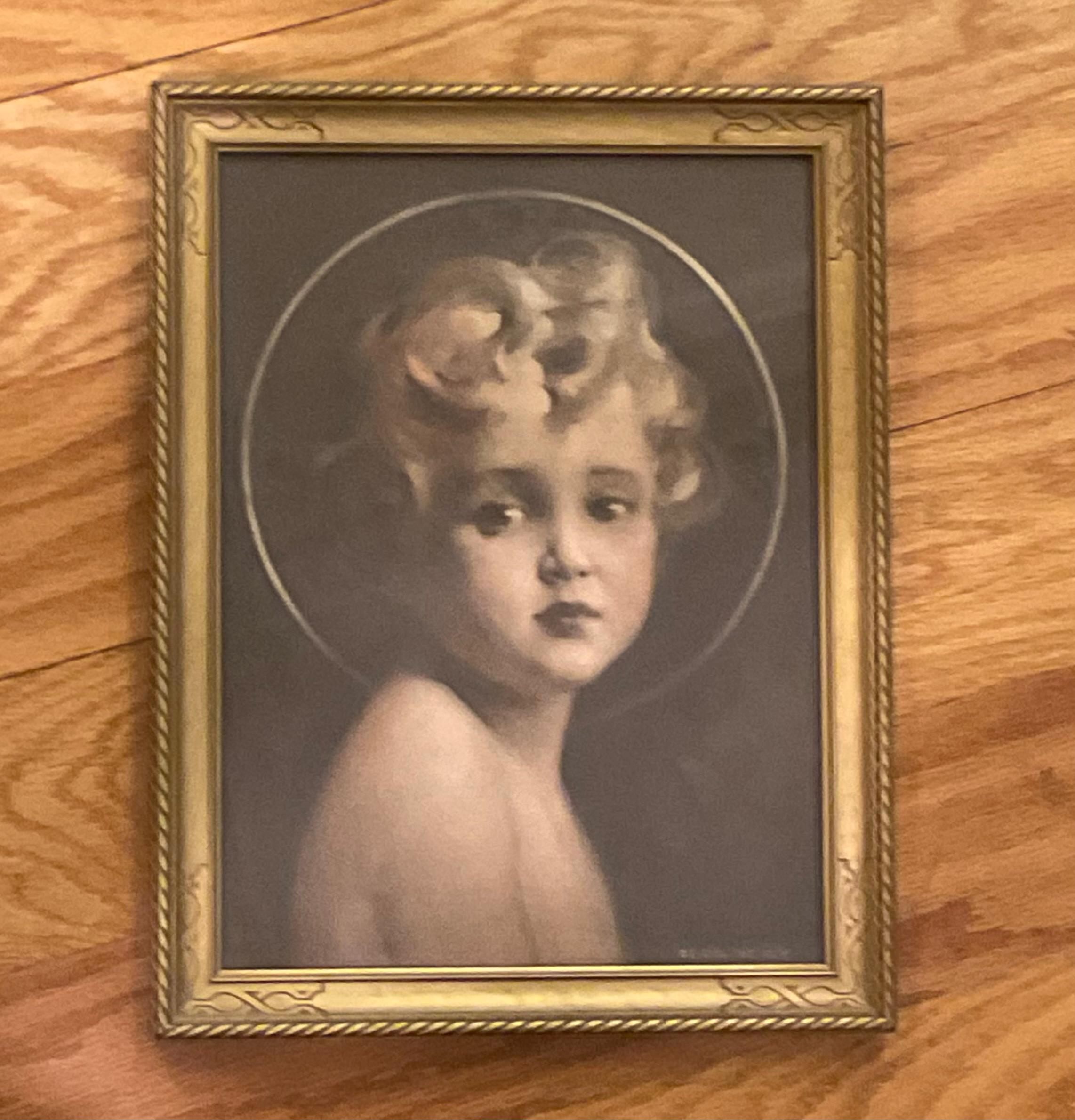 Lámina vintage enmarcada del Niño Jesús: decoración religiosa para pared