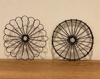 Vintage French Twisted Wire Trivets: Metal Wall Decor Art Objects