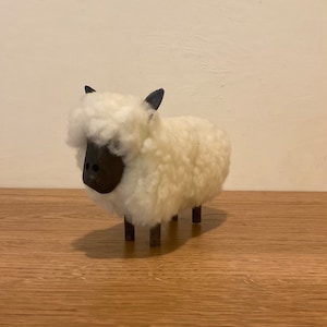 Vintage Wool Sheep Figurine: Humorous Farmhouse Decor