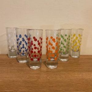 Vintage Crisa Polka Dot Tequila Shot Glasses - Set of 6