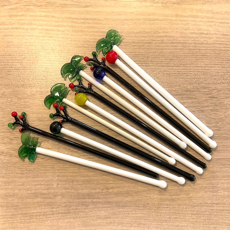 Set of 12 Unique Glass Cocktail Sticks in 3 Styles Glass Etsy