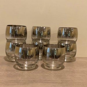 Vintage Silver Fade Roly Poly Glasses - Set of 8 Mid Century Barware