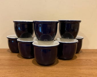 Vintage Hall Custard Cups in Royal Blue # 351 1/2 (Set of 8), Dipping Sauce Cups, Spice Prep Bowls