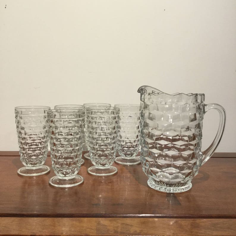 Vintage Indiana Glass Whitehall 7 Piece Iced Tea Set Image 0