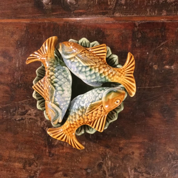 Unique Ceramic Circle Of Fish Wall Decor Feng Shui Majolica Etsy