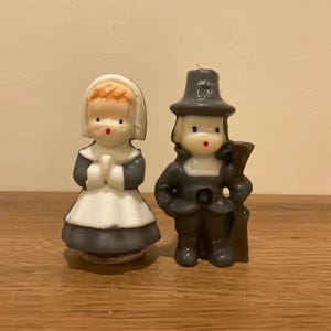 Vintage Thanksgiving Candles by Gurley  Man and Woman Pilgrim Candles Holiday Figural Candles Thanksgiving Hostess Gift and Decorations