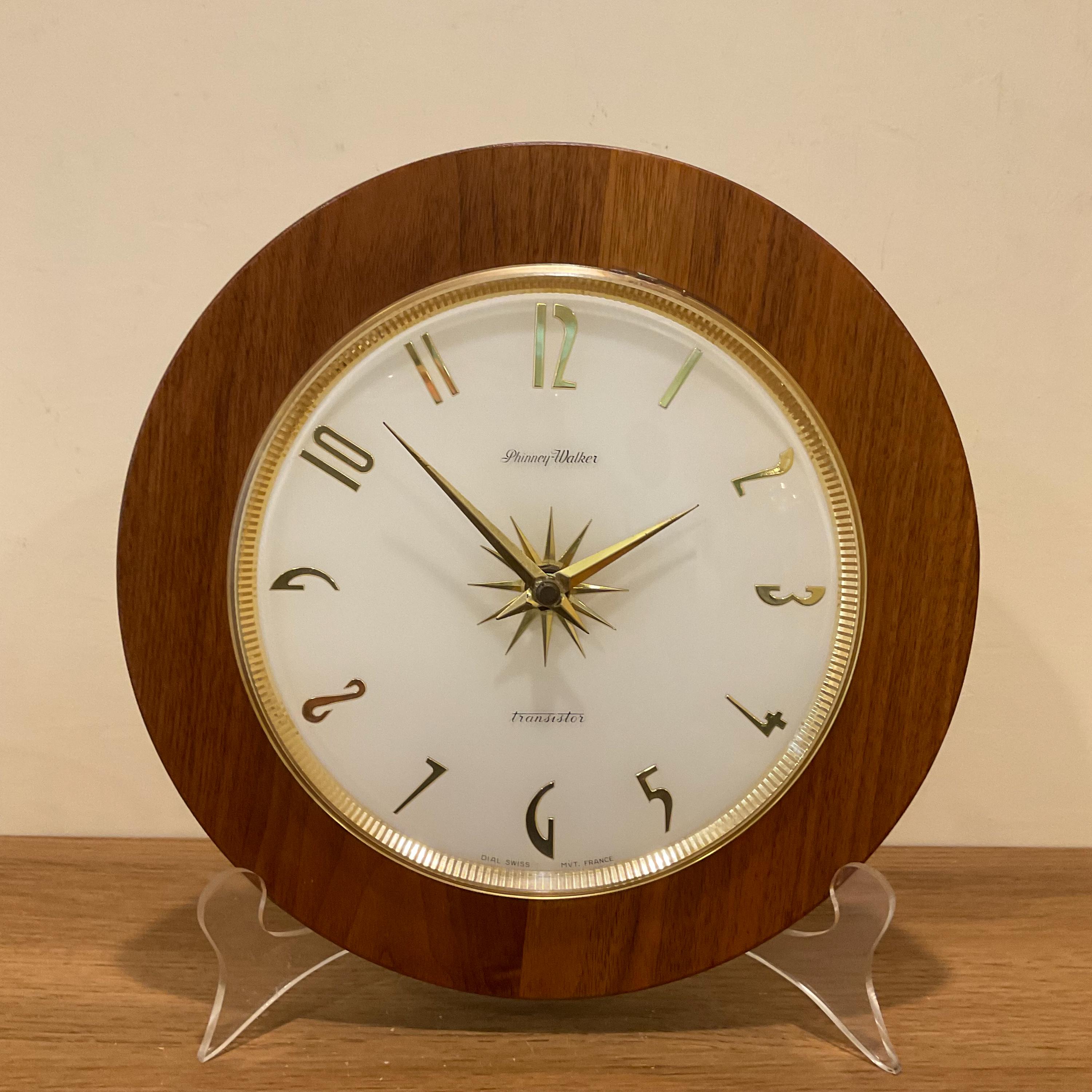 Round Phinney Walker Transistor Wall Clock With Walnut Frame, Mid