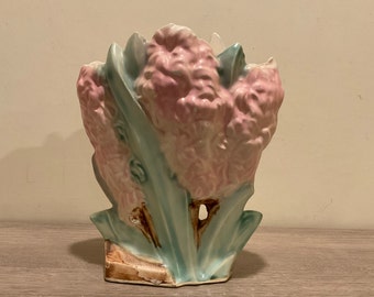 Vintage Pink Hyacinth McCoy Vase Ceramic Flowers Unique Vase McCoy Pottery Flower Decor Ceramic Vase Pink Home Decor Flower Lover Gift