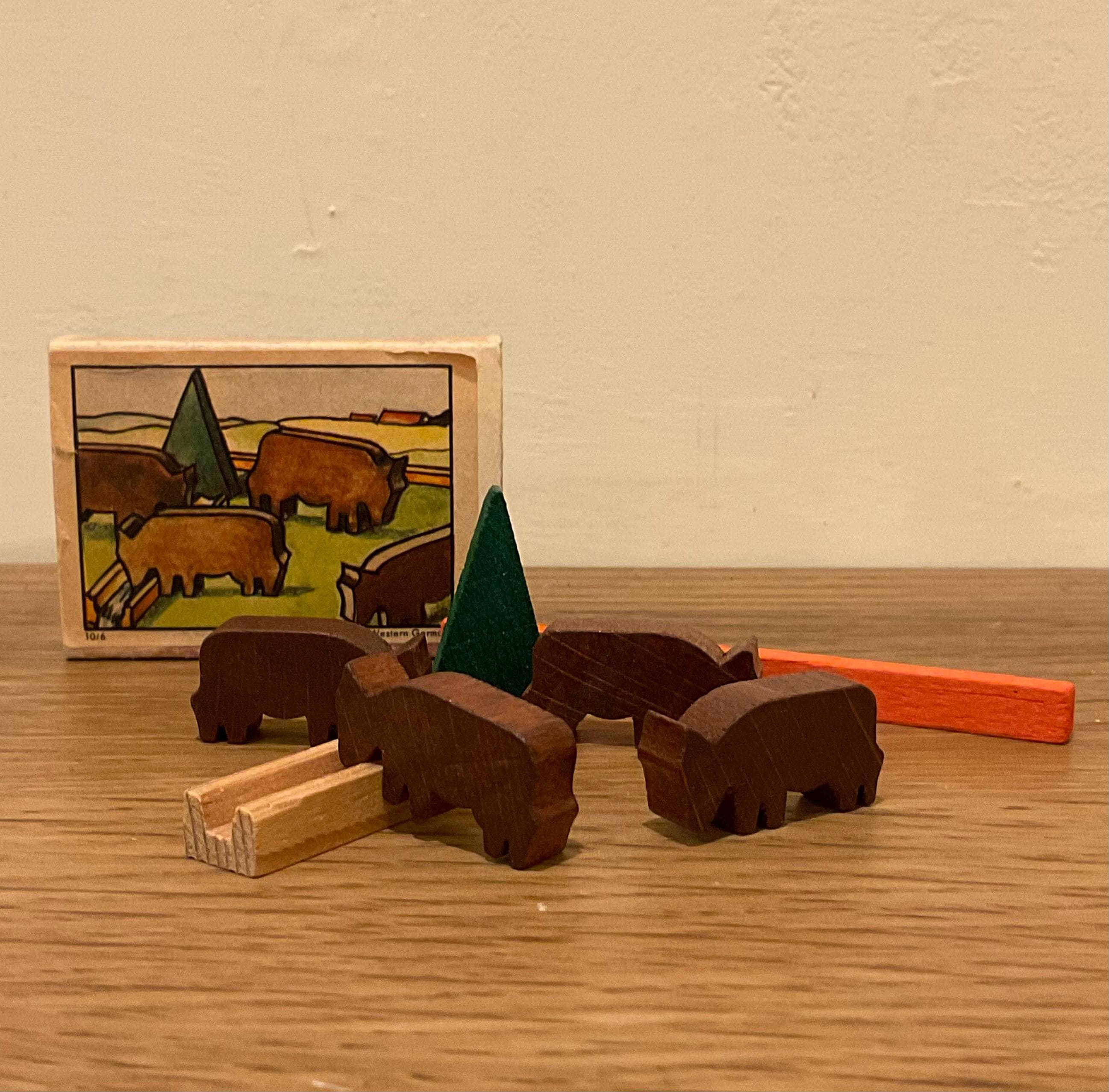 Jeux En Bois Mignature Germany – Lot De Jouets Vintage, Matériau Bois, état D'occasion