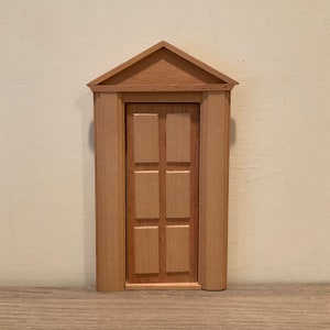 Vintage Unpainted Dollhouse Door with Tympanum: Diorama DIY Supplies