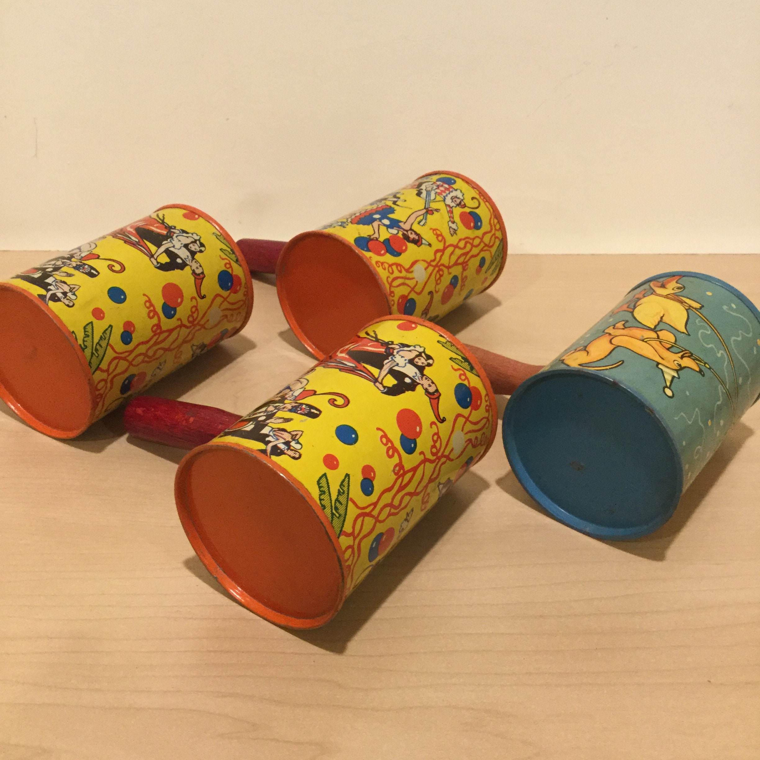 Vintage US Toy Co. Tin Litho Noise Makers: 1940s-50s Party Rattles - Etsy