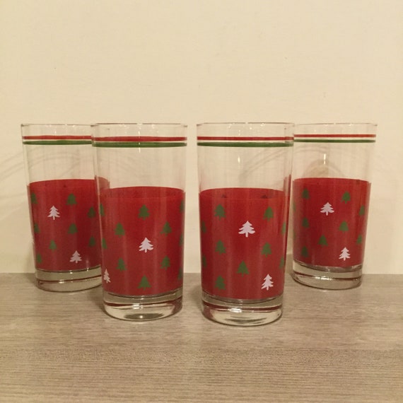 Set of 4 LE Smith Partyline Christmas Tree Drinking Glasses in