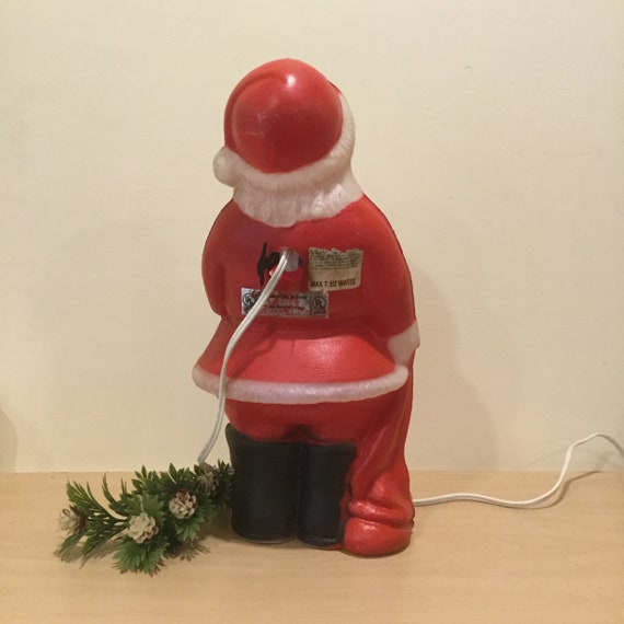 Vintage Blow Mold Light Up Santa By Tpi Plastic Christmas Decorations Lighted Lawn Ornaments Tabletop And Mantle Christmas Decor