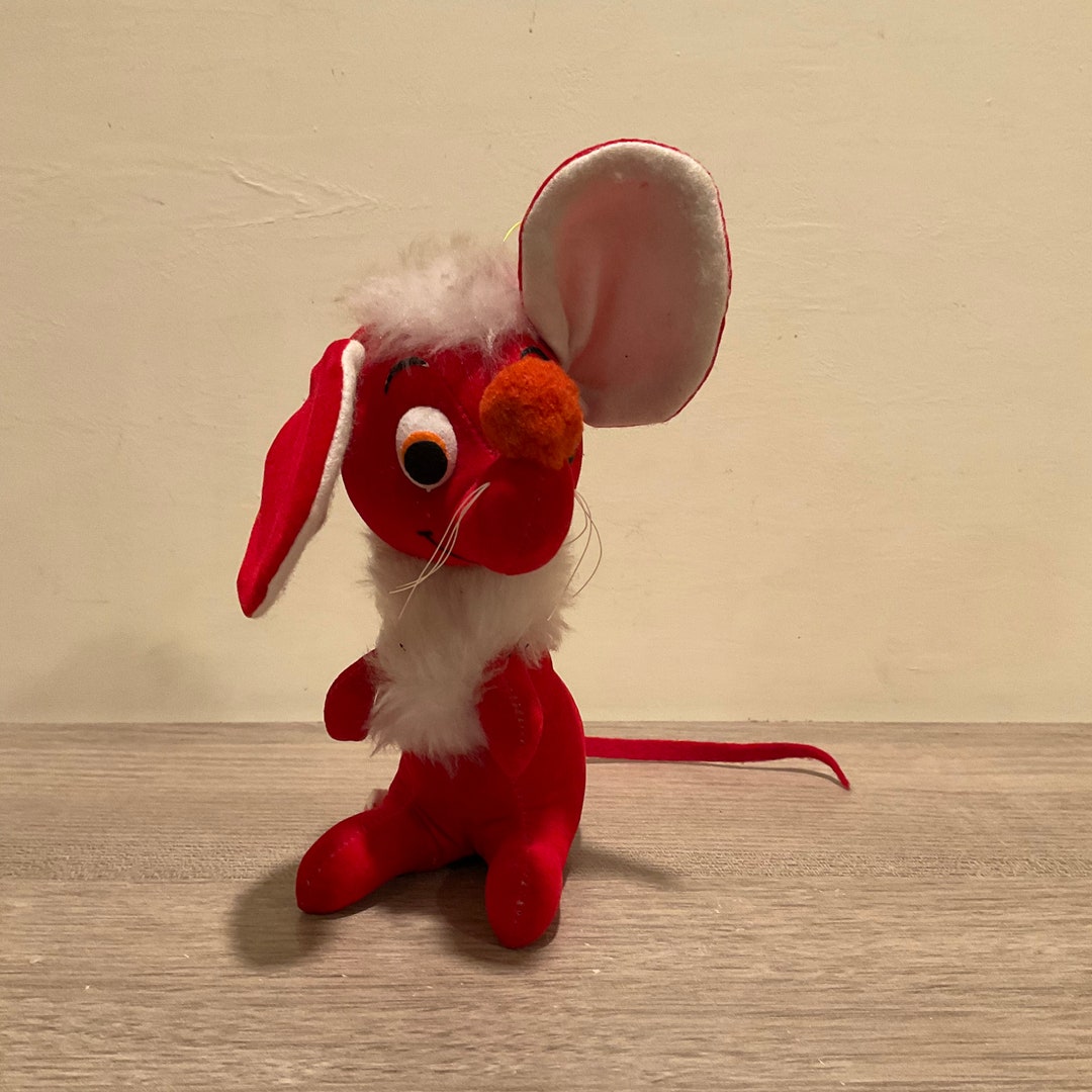 Vintage Herman Pecker and Company Red Velvet Stuffed Mouse or Rat