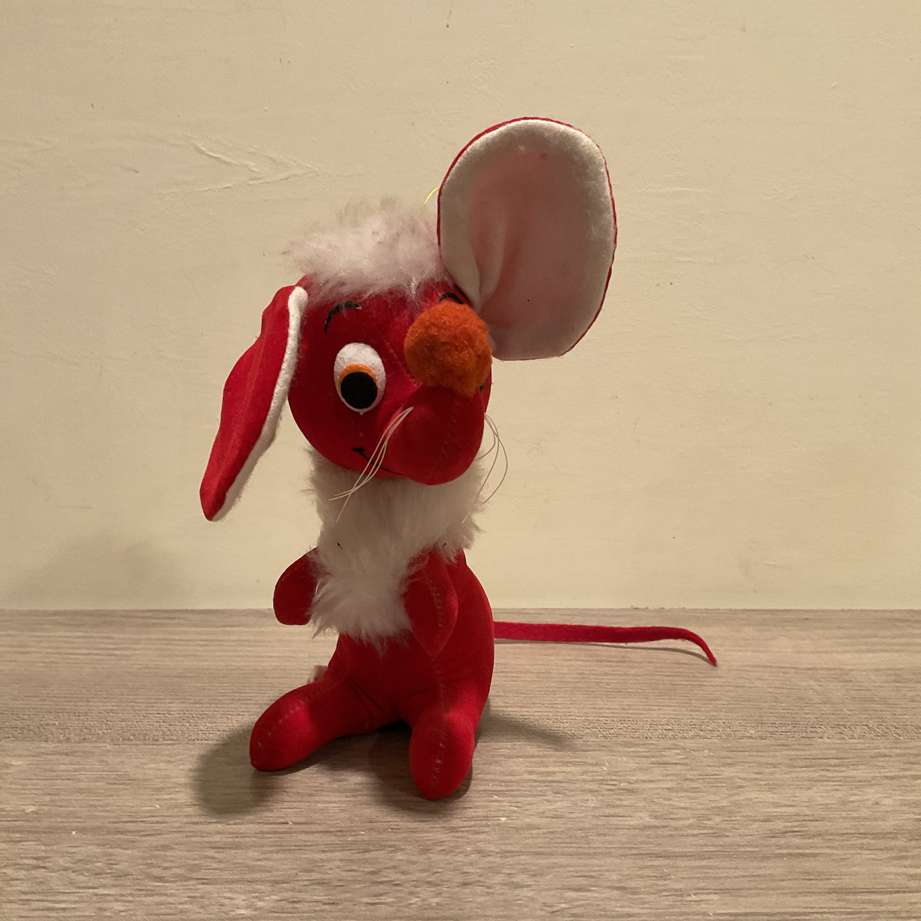 Vintage Herman Pecker and Company Red Velvet Stuffed Mouse or Rat