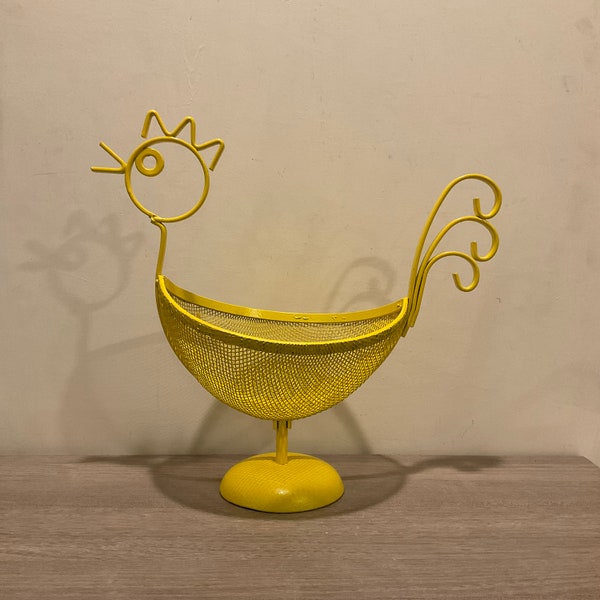 Super Fun Yellow Metal Chicken Basket Funky Chicken Decor Unique Metal Basket Yellow Home Accents Figural Basket Chicken Rooster Gift