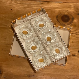 Bohemia Glass Salt Cellar Set: Czechoslovakia, Original Box