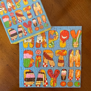 Vintage Happy Birthday Miniature Springbok Jigsaw Puzzle from 1977 Alternative Birthday Cards Springbok Puzzles