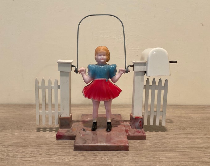 Vintage Wind up Girl Jumping Rope Toy by Plasco Toys Rope Jumping Doll