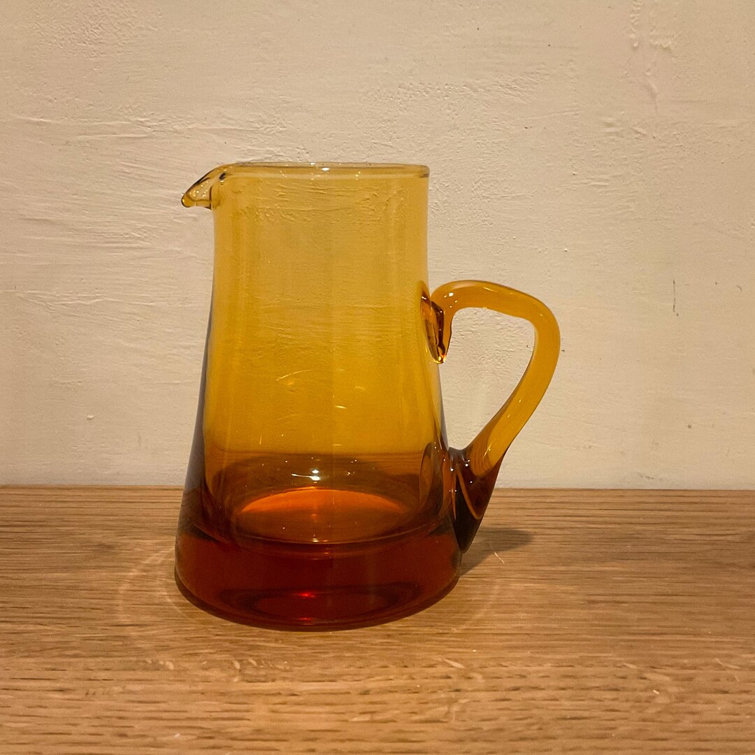 Handblown Amber Glass Creamer Pitcher: Mid Century Modern Vase - Etsy