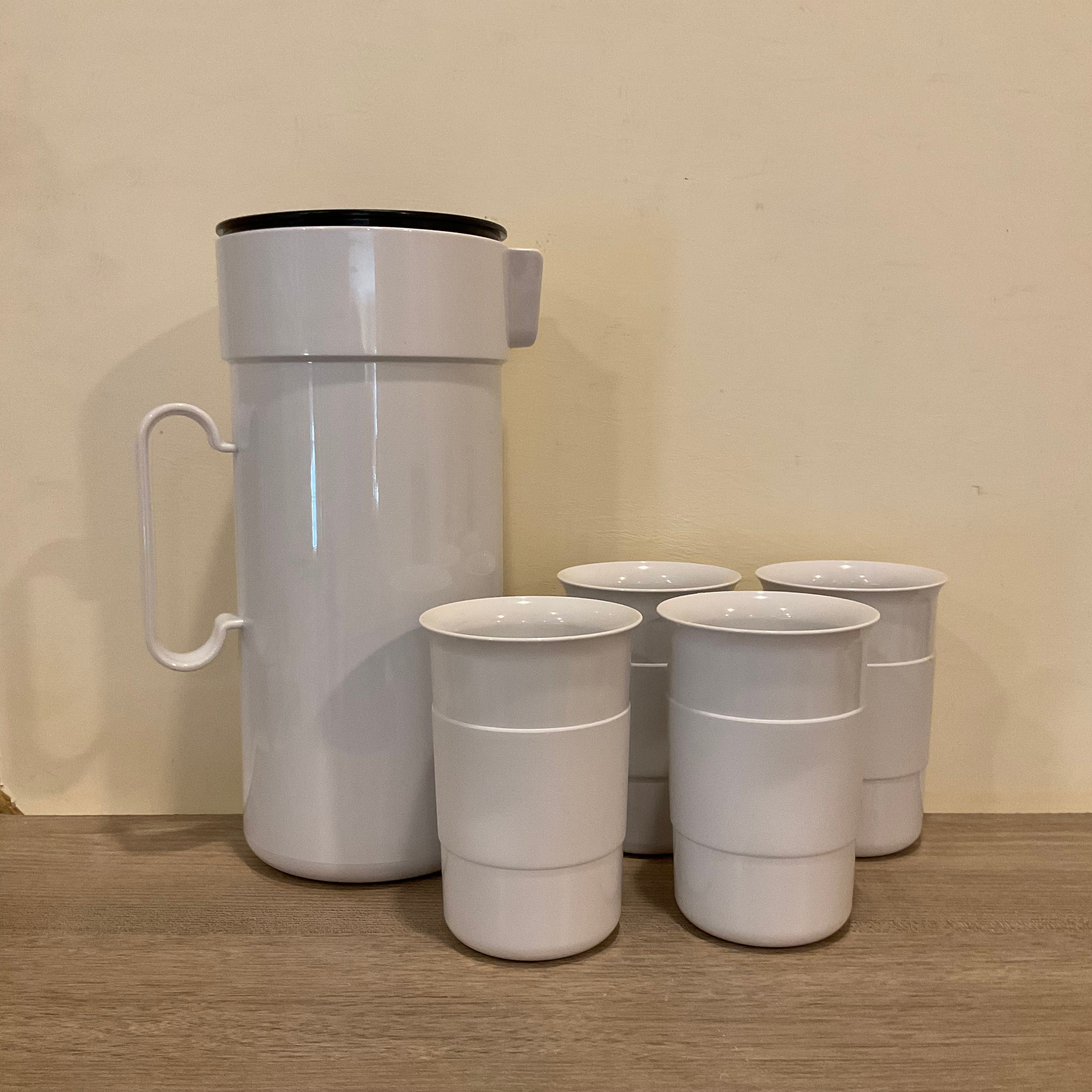Vintage 1982 Hammarplast Pitcher & Tumblers Set: Swedish Space Age