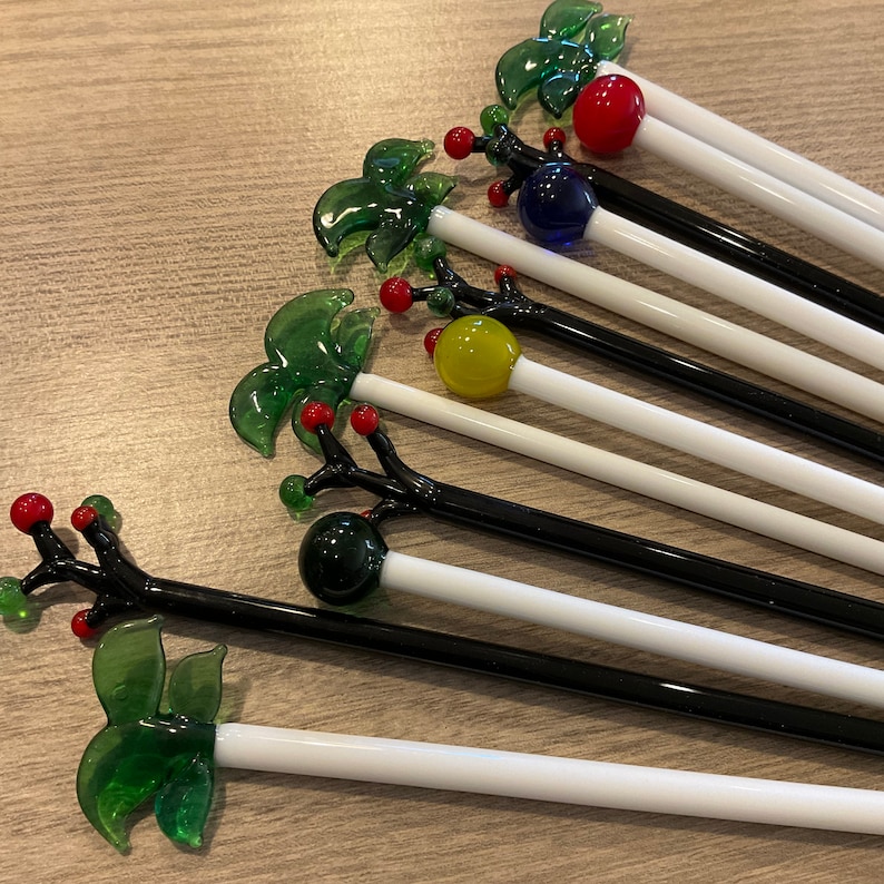 Set of 12 Unique Glass Cocktail Sticks in 3 Styles Glass Etsy