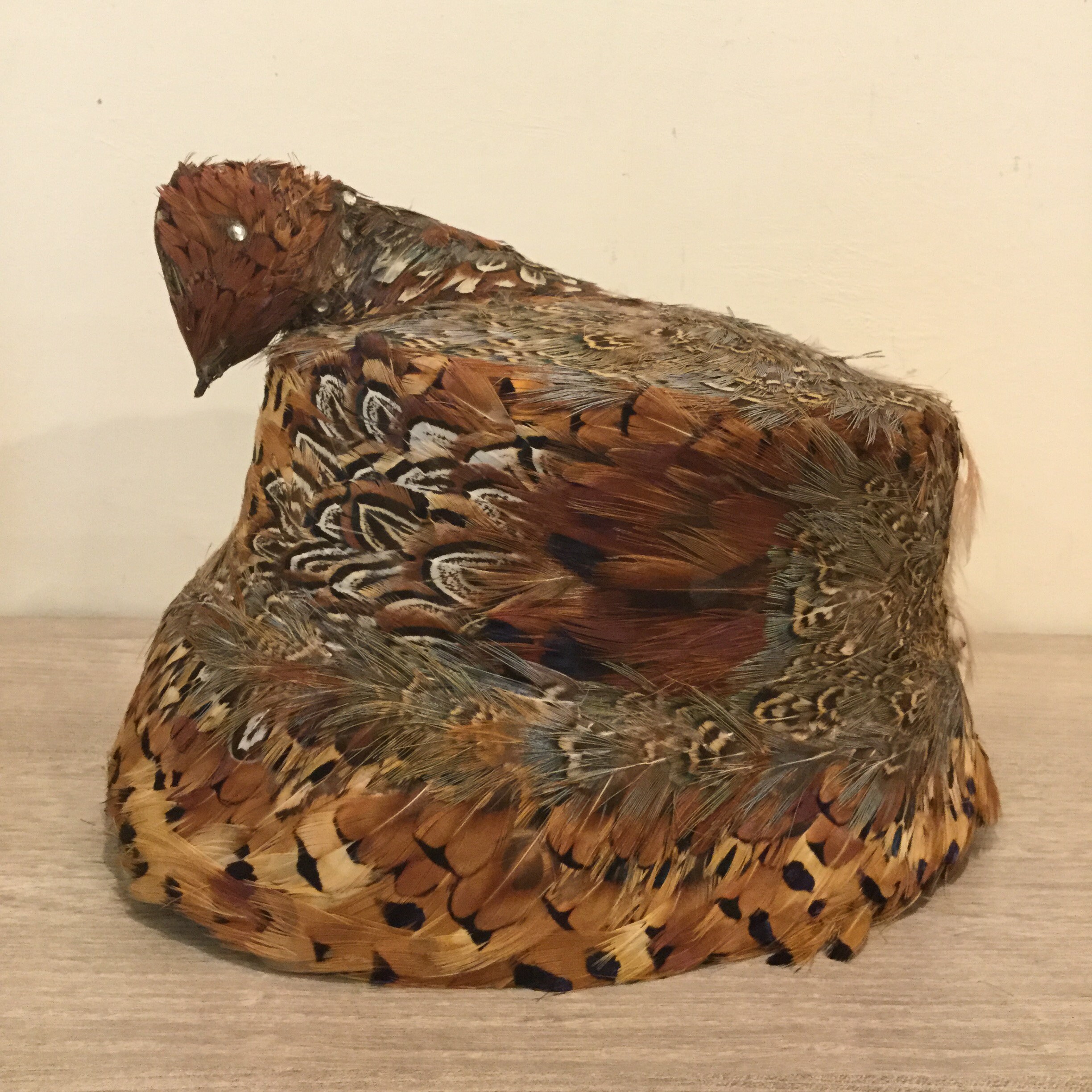 Vintage Pheasant Feather Bird Hat: Unusual Womens Bucket Hat 