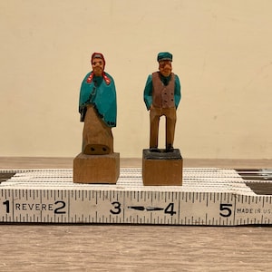 Chas Hannah Hand Carved Wood Figurines: Quebec Folk Art Miniatures