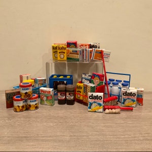 Vintage Miniature Dollhouse German Grocery Store Lot: Food, Beer, Cleaning Supplies