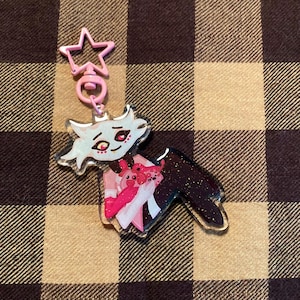 Hazbin Hotel Angel Glitter Acrylic Keychain