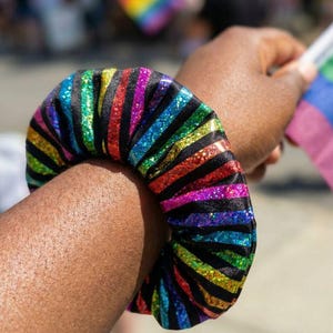 Gay Pride Hair Accessories for Women Love Women Hair Scrunchie Handmade Lesbian Gift for LGBT Hair Scrunchie Trans Flag Accessory Pride Ally