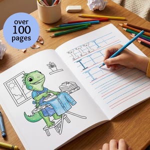 Toddler Alphabet Learning Printable Coloring Book ABC Letter Recognition Preschool Educational Worksheet Kindergarten Handwriting Practice Pages Homeschool Phonics Activities Classroom Tracing Sheets Instant Download Digital Teaching