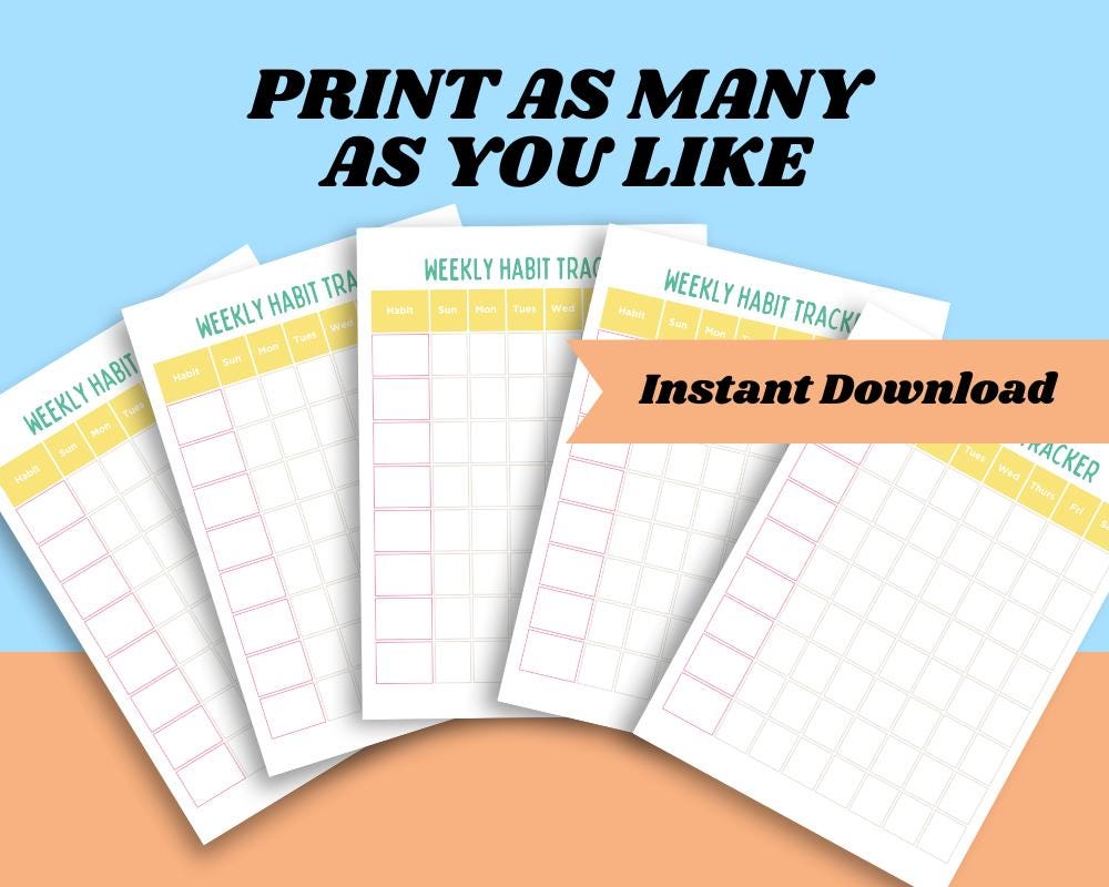 Goal Setting Worksheet SMART Goals Habit Tracker Printable Digital ...