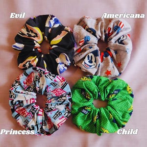 Retro Fashion Accessories Nostalgic Scrunchie Collection Handmade Cotton Hair Ties Video Game Character Inspired Design Nineties Style Aesthetic Millennial Gift Idea Vintage Appeal Colorful Pattern Elements Comfortable Daily Wear Quality