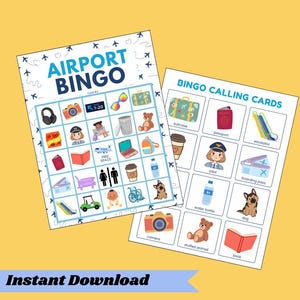Airplane Activities Kids Printable Bingo Game Travel Entertainment Toddler Plane Activity Pack Airport Travel Kit Instant Download Flying