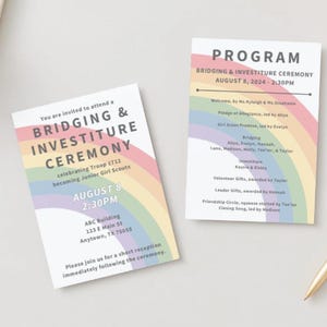 Girl Scout Bridging Ceremony Invitation Digital Templates for Canva Bridge to Brownie Scout Ceremony Lighting Daisy Bridging Junior Cadette