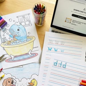 Toddler Abcs Learning Alphabet Coloring Book Abc Printable Preschool Letter Worksheet Kindergarten Handwriting Practice Page Homeschool image 9