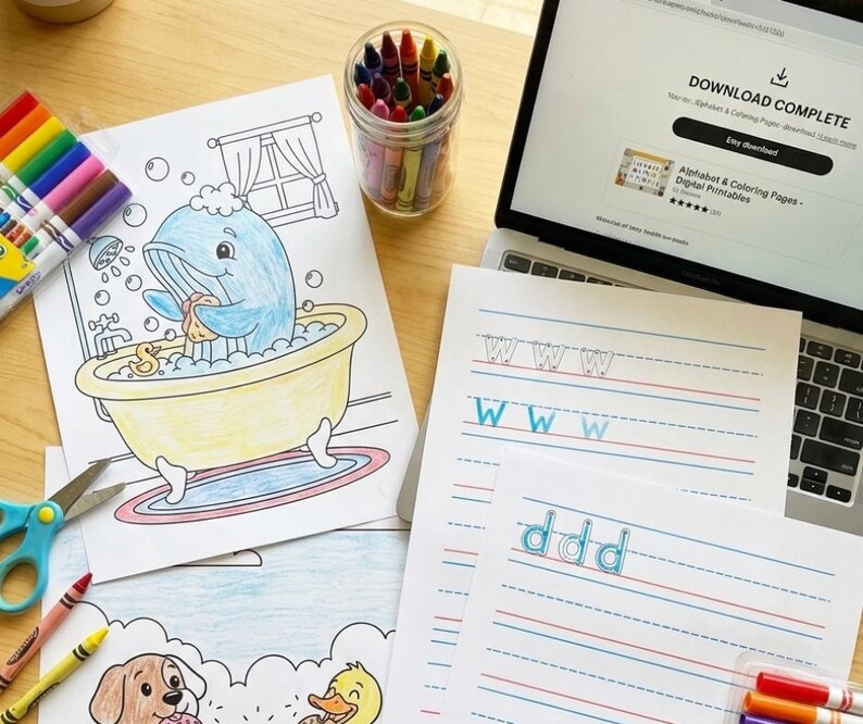 Toddler Abcs Learning Alphabet Coloring Book Abc Printable Preschool Letter Worksheet Kindergarten Handwriting Practice Page Homeschool image 9