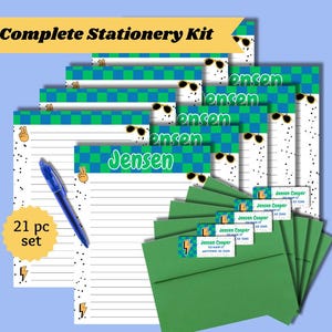 Pen Pal Kit for Kid Personalized Stationery Set Custom Letter Writing Paper with Envelope Stationery for Boy Penpal Supplies Grandkid Set