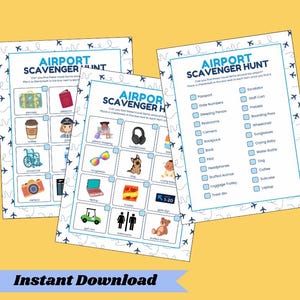 Scavenger Hunt Printable Airplane Activities Kids Travel Game Toddler Busy Book Airport Entertainment Flight Boredom Buster Worksheet Puzzle